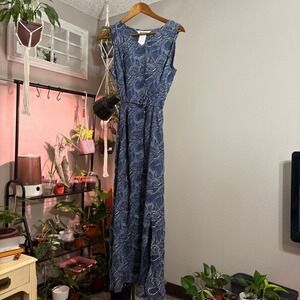 Womens Maxi Dress Navy Blue White Sleeveless Casual Summer‎ Dress